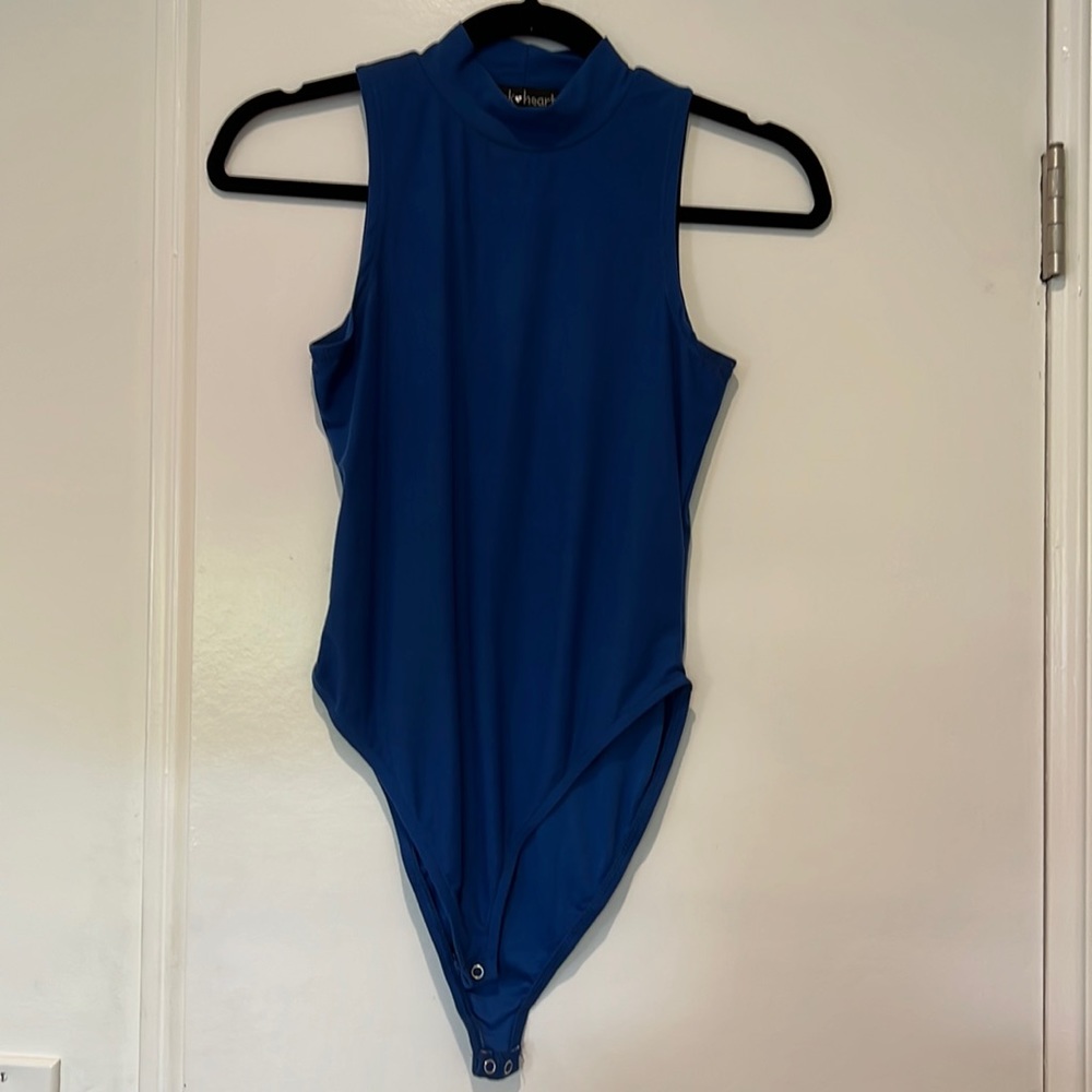 Blue high neck bodysuit